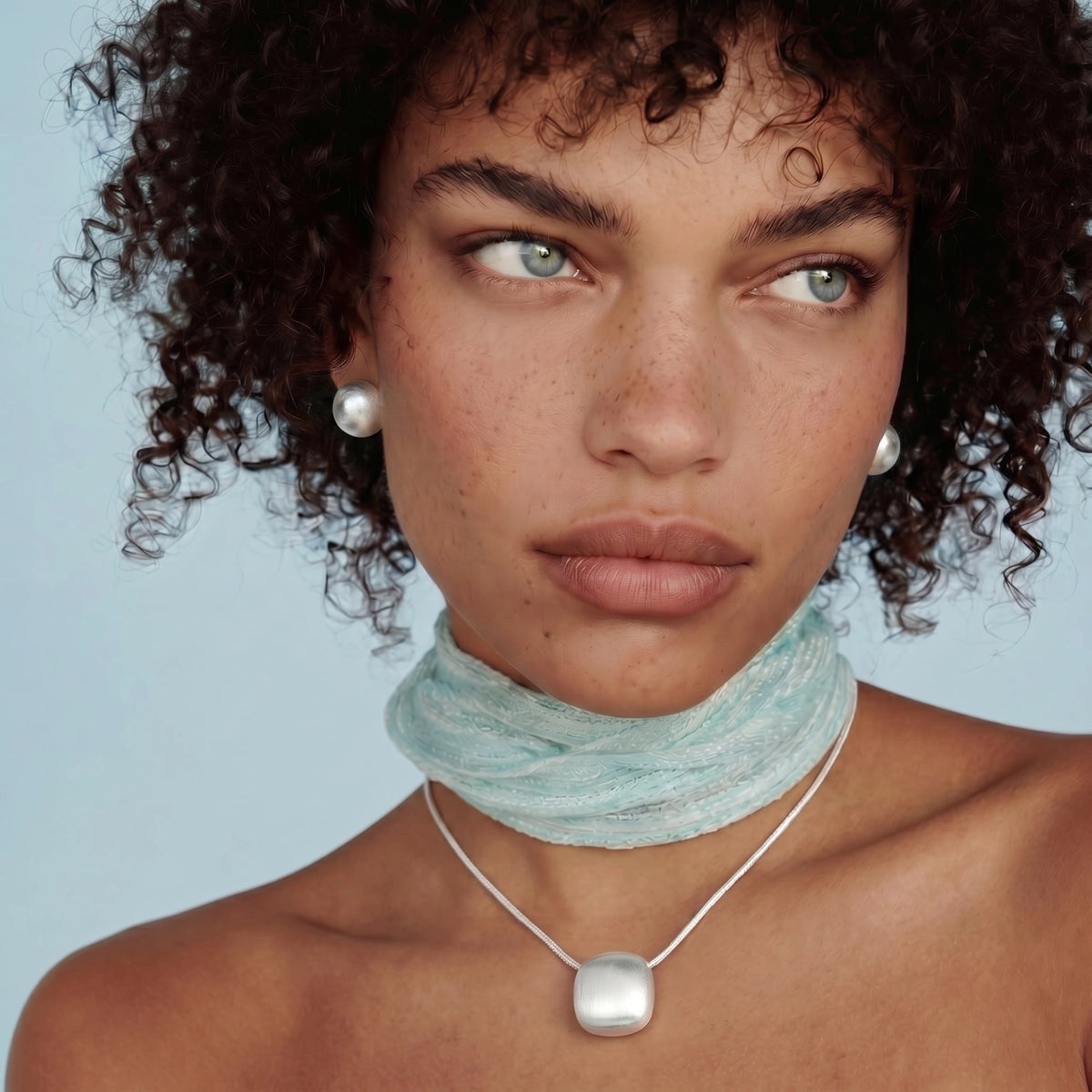 Collier Disque en Argent Brossé