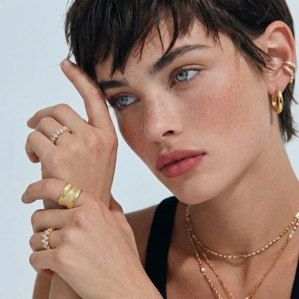 Bague Manchette Luxe Striée