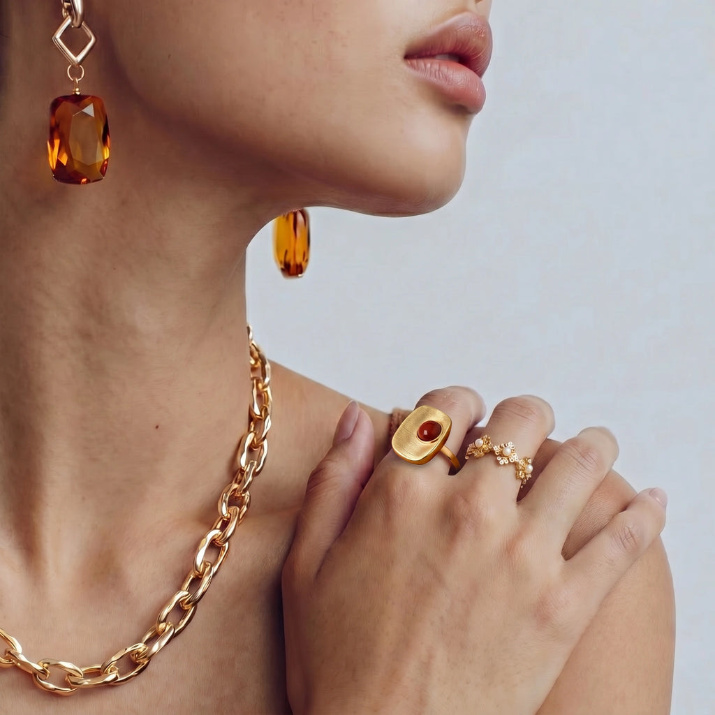 Bague Carrée Cramoisie