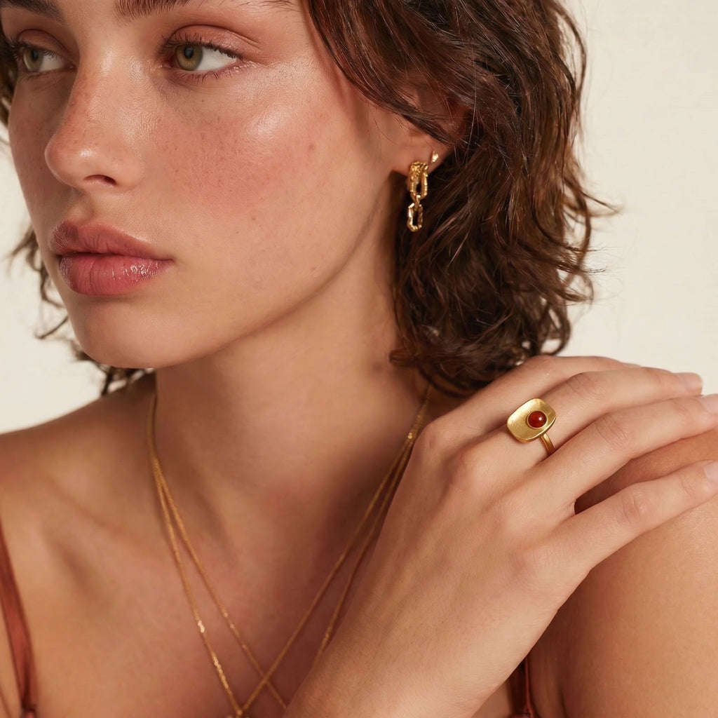 Bague Carrée Cramoisie