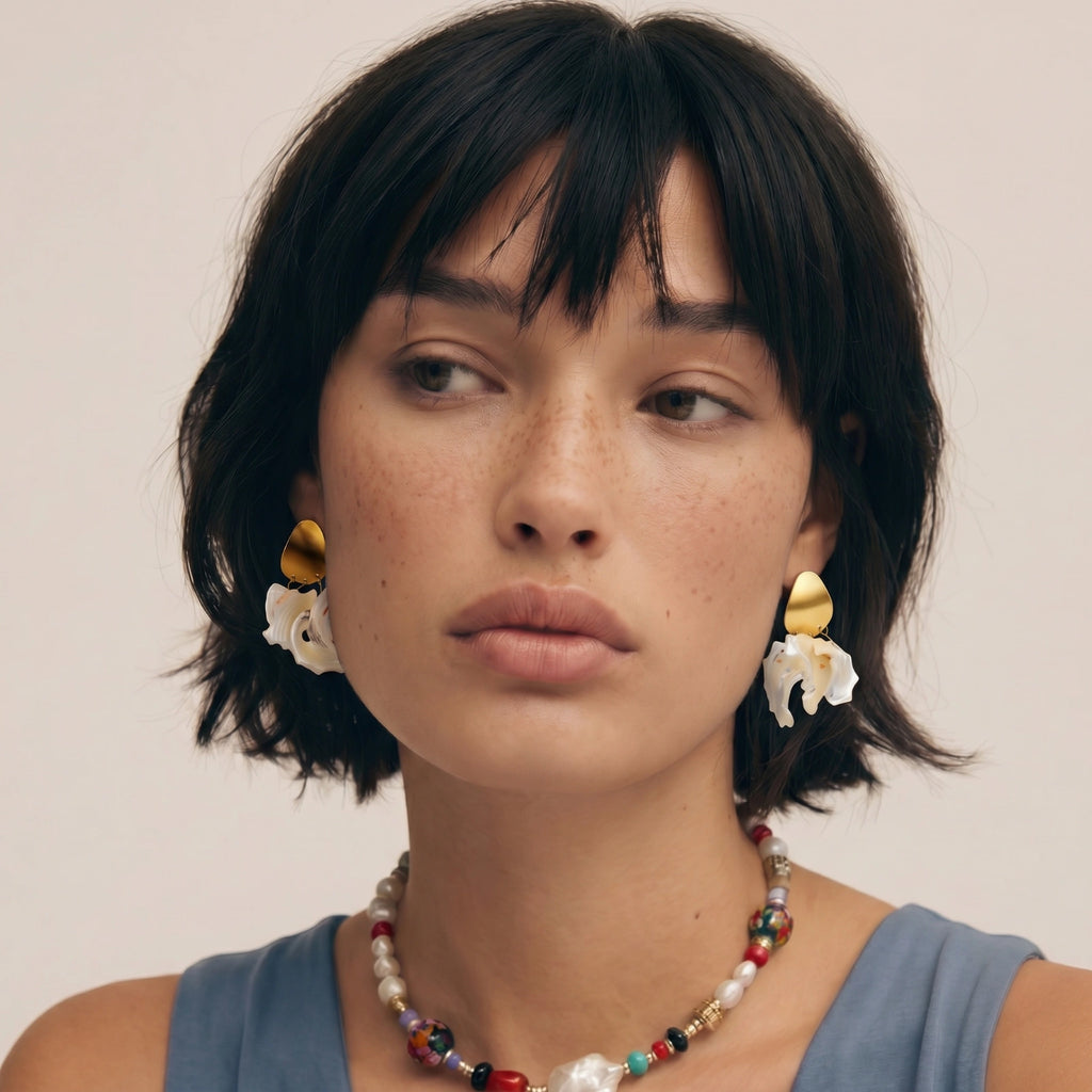 Boucles d'oreilles pendantes en coquillage naturel