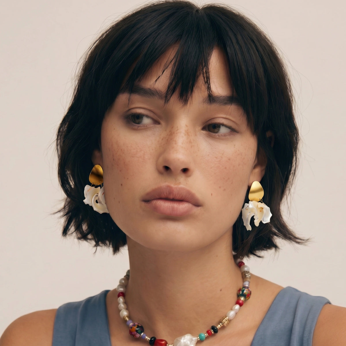 Boucles d'oreilles pendantes en coquillage naturel
