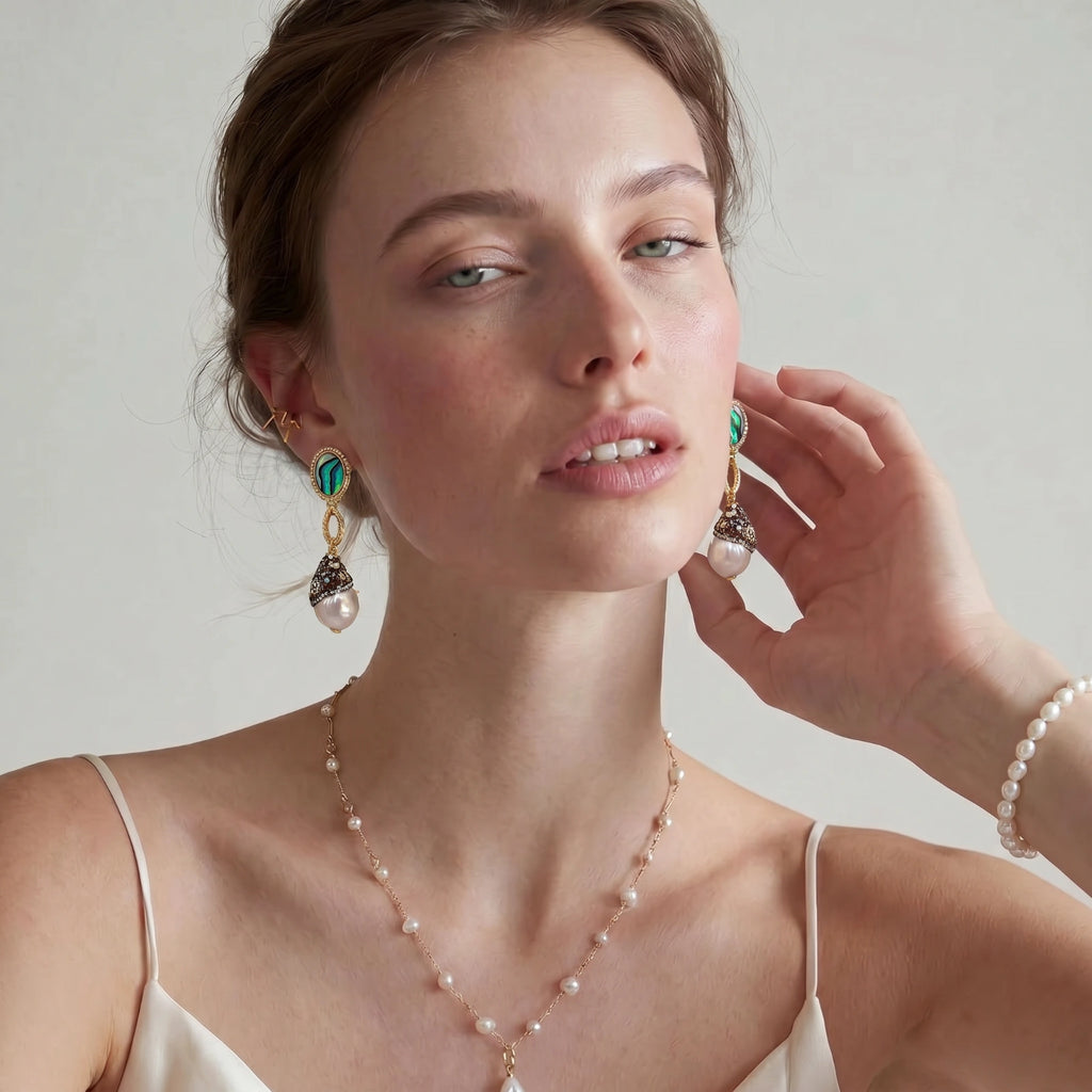 Boucles d'Oreilles Pendantes Perles Baroques